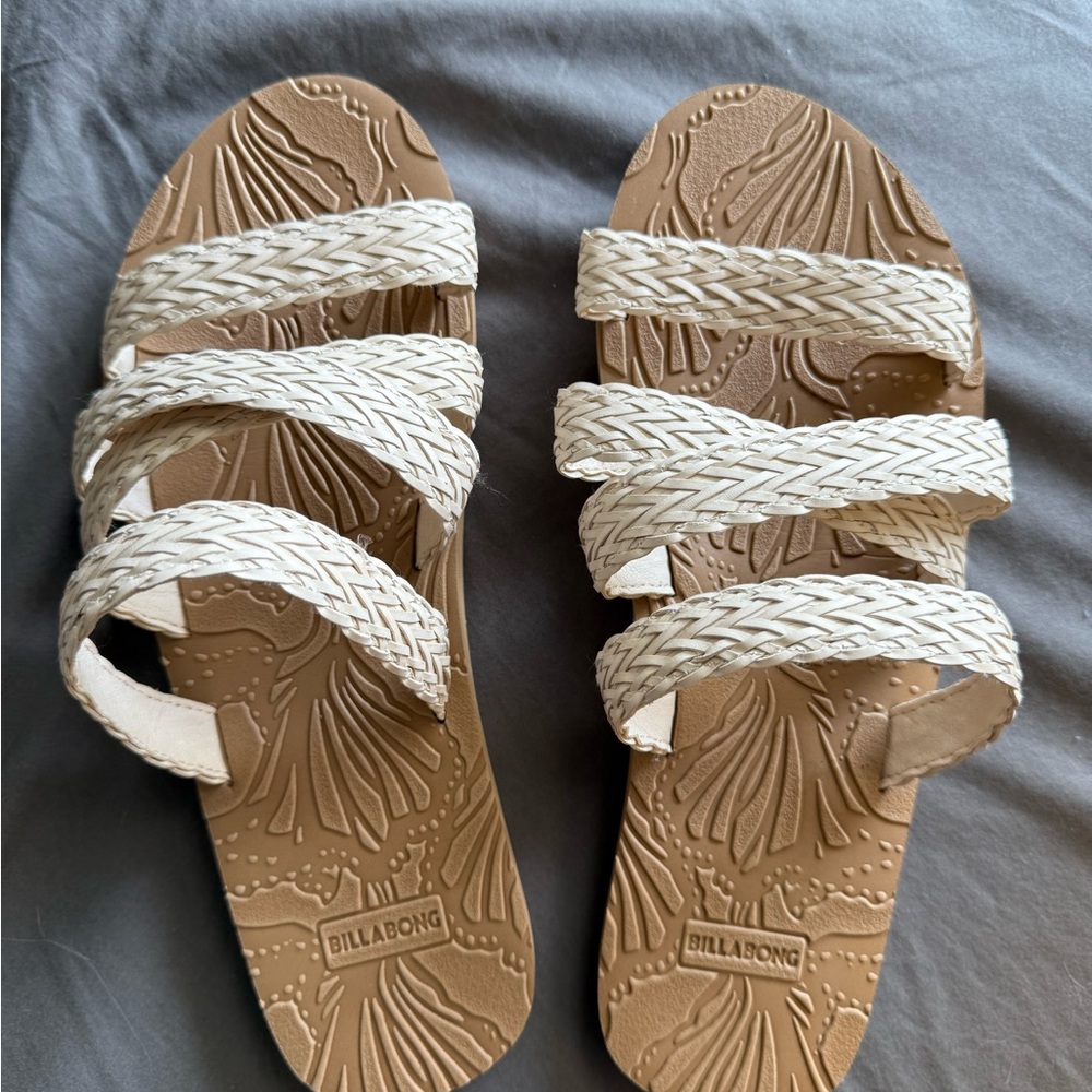 Billabong Women's Tan and Cream Braided Sandals